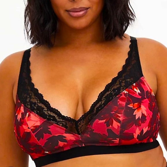 Torrid Floral Microfiber & Lace Padded Bralette, Size 0X - Picture 3 of 6